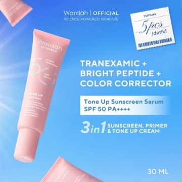 Wardah UV Shield Tinted Tone Up Sunscreen SPF 50+ PA++ (Shopee/Wardah Official Shop)