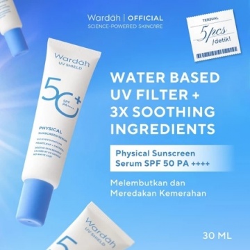 Wardah UV Shiled Physical Sunscreen Serum SPF 50+ PA+++ (Shopee/Wardah Official Shop)