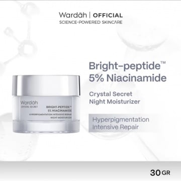 Wardah Crystal Secret Bright-Peptide™ 5% Niacinamide Hyperpigmentation Expert Night Moisturizer (Shopee)