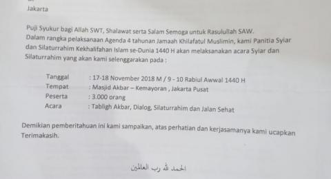 Ditolak Di Bogor Acara Kekhalifahan Islam Digelar Di Kemayoran