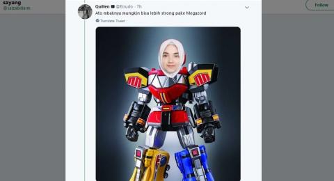 Seorang pengguna Twitter berakun @salzabillarm pada Minggu (27/1) meminta tolong agar fotonya disunting. Ini adalah salah satu balasannya yang diterimanya. [Twitter/@salzabillarm]