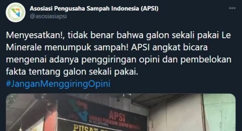 Galon Sekali Pakai Disebut Sulit Terurai Apsi Beri Penjelasan Menohok