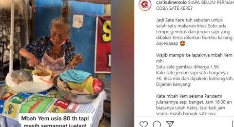 Sudah Berusia Sepuh Sate Kere Mbah Yem Disebut Punya Cita Rasa Jempolan Suara Jogja