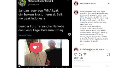 Gun Romli Sebar Foto Hrs Dengan Tersangka Narkoba Ini Jawaban Dinar Candy Berita Hits