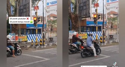 Heboh Prank Lampu Lalu Lintas Bikin Pemotor Kecele, Maju Kena Mundur Kena Nih