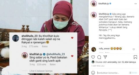 Instagram Gubernur Khofifah dicurhati seorang pria yang ditinggal nikah pacarnya [Tangkapan layar Instagram @khofifah.ip]