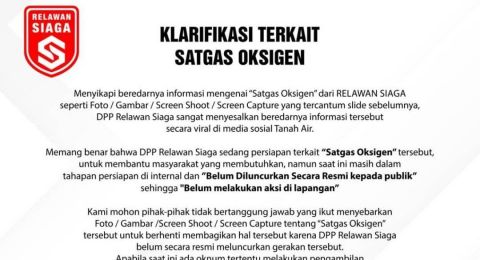 Diterpa Isu Miring Soal Satgas Oksigen, Relawan Siaga Buka Suara