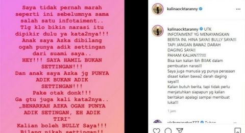 Unggahan Kalina Oktarani di media sosial [tangkapan layar Instagram]