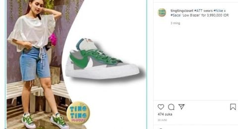 Sneakers hijau Ayu Ting Ting [Foto: Instagram]