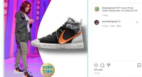 Sneakers warna hitan Ayu Ting Ting [Instagram]