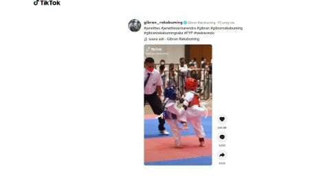 Aksi menggemaskan Jan Ethes berlaga di kejuaraan taekwondo. [TikTok]