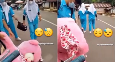 Cewek Lempar Boneka Pemberian Seorang Cowok ke Jalan, Waganet: Dia Menyesal