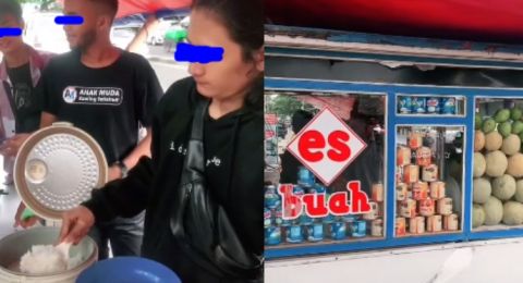 Tampil Beda, Viral Pemuda Makan Es Buah Pakai Nasi Tuai Perdebatan