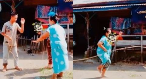 Aksi Emak-emak Main Lompat Tali Bikin Anaknya Ngakak, Publik: Ikut Ketawa Sampai Sakit Perut
