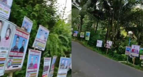 Dikira Caleg, Ternyata Banner di Pinggir Jalan Ini Punya Pasangan Pengantin