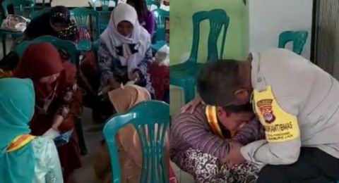 Haru Siswa SD Nangis Sungkem Anggota Bhabinkamtibmas Mewakili Orangtuanya