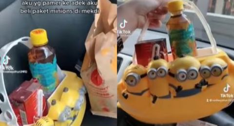 Kakak Pamer Beli Paket Minions dari Resto, Reaksi Adik Lelakinya Bikin Gemas