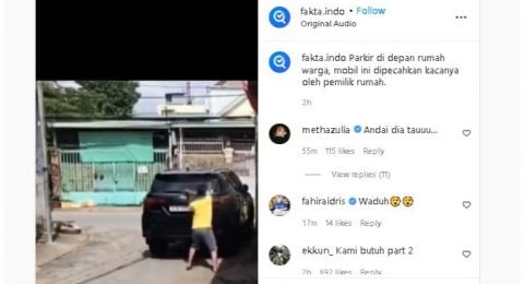 Diduga Jengkel Mobil Parkir Sembarangan di Depan Rumah, Pria Pecah Kacanya