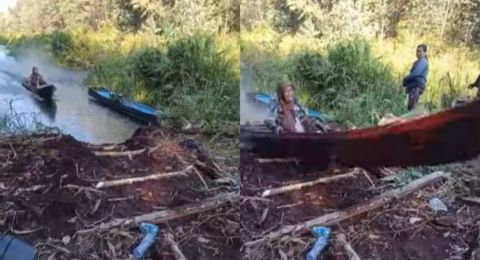 Viral Video Skill Dewa Emak-Emak Lewati Jembatan Pakai Perahu, Publik Takjub Lihat Aksinya