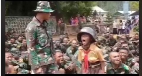 Video Viral Aksi Anak SD Pemberani Pimpin Yel-Yel Taruna TNI Ini Panen Pujian Publik