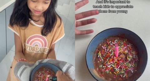 Gadis Cilik Bikin Kue untuk Beri Kejutan Ulang Tahun Asisten Rumah Tangga di Rumahnya