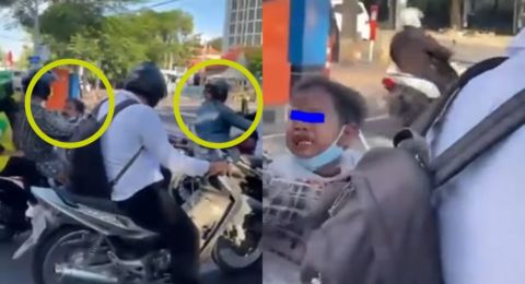 Anak Kecil Nangis Kejer Gegara Helm Pengendara Sepeda Motor Depannya, Bentuknya Nyeremin