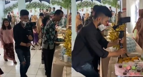 Menghanyutkan, Aksi Videografer Jago Ambil Makanan saat Kondangan Bikin Heboh