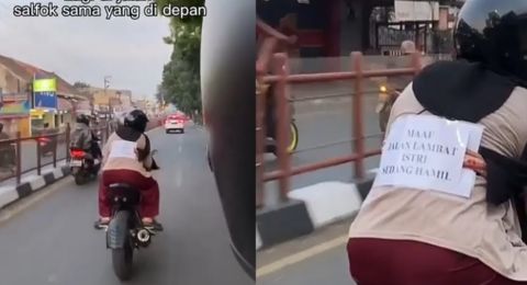 Salut! Tulisan di Punggung Istri Pengendara Motor Ini Bikin Terharu