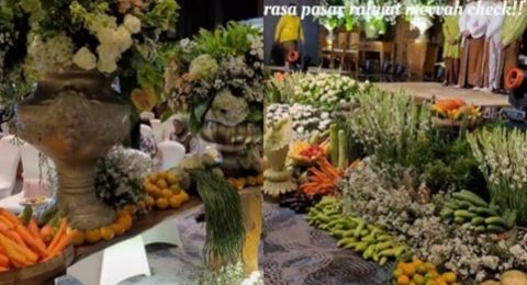 Unik Acara Resepsi Pernikahan Ini Mirip Pasar Rakyat, Tamu Undangan Bebas Ambil Sayuran