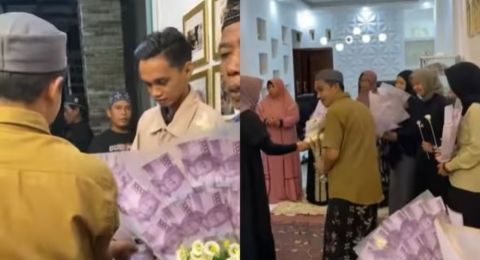 Mata Mendadak Hijau, Buket Uang ala Wisuda Ini Jadi Bingkisan Acara Maulid Nabi Bikin Salfok Warganet: Shareloc Min