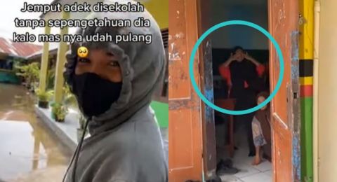 Bikin Haru Reaksi Adik Dijemput Sang Kakak Diam-Diam Usai Lama Tak Berjumpa