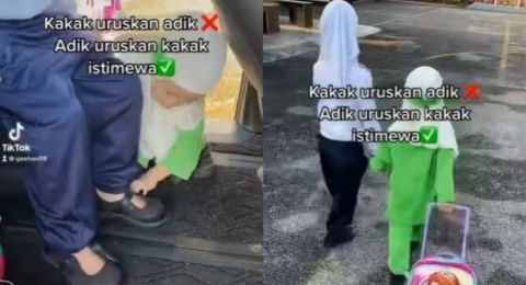 Berhati Besar, Masih 3 Tahun Adik Ini Telaten Urus Kakak Istimewanya saat Sekolah
