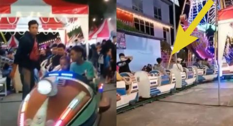 Kocaknya Para Pemuda Ini Naik Wahana Kereta Api Mini, Netizen: Dadah Dulu ke Mama