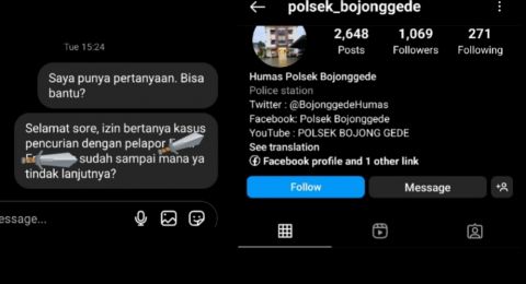 Tanya Kelanjutan Laporan, Warganet Ini Malah Diblokir Akun Instagram Polsek Bojong Gede