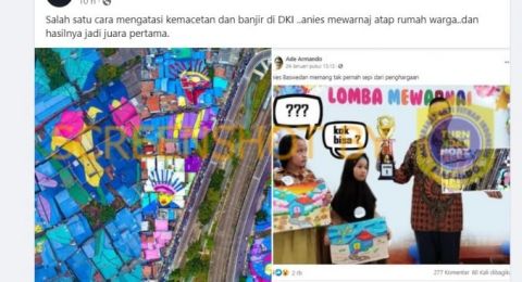 CEK FAKTA: Anies Baswedan Menang Lomba Mewarnai Atap Rumah Warga?