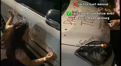 Kesal Ada Mobil Parkir Sembarangan, Wanita Ini Beri Peringatan Coret Pakai Lipstik