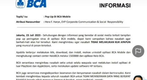 Modus Penipuan M-Banking BCA, Berikut Solusi Jika Mendapat Pop Up