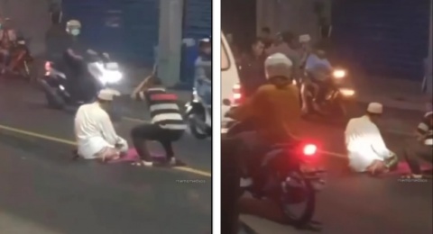 Video Viral Pria Salat di Tengah Jalan, Warganet: Mau Bertemu Tuhan Langsung