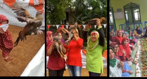 Momen Kocak Emak-Emak di Citayam, Lomba Tangkap Ayam Auto Goreng di Tempat