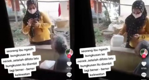 Miris! Emak-Emak Foto Nenek Pegang Bungkusan Demi Konten: Kok Diambil Lagi?