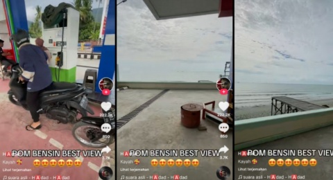 Sekilas Pom Bensin Ini Terlihat Biasa Saja, Ternyata Pemandangannya Apik Bikin Betah Ngantri