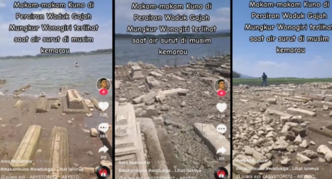 Kemunculan Kompleks Makam Kuno di Waduk Gajah Mungkur, Air Surut saat Kemarau