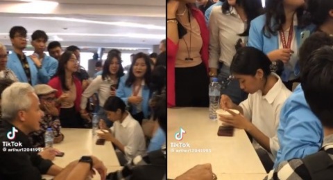 Mahasiswi Ini Cuekin Ganjar Pranowo dan Asyik Makan, Netizen: Mantap Mbak