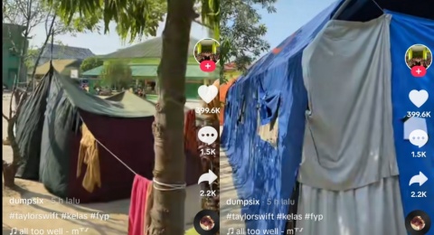 Beda Sendiri, Siswa Ini Kemah Malah Pakai Tenda Pelaminan di Sekolahnya