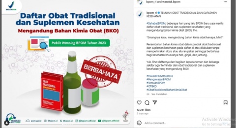 50 Daftar Obat Tradisional dan Suplemen Kesehatan Mengandung Bahan Kimia