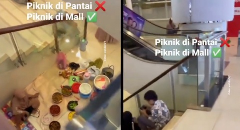 Emak-emak Piknik di Mall Bawa Makanan dari Rumah sampai Gelar Tikar, Tuai Pro Kontra