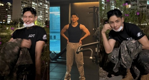 V BTS Umumkan Naik Pangkat Jadi Sersan dan Pamer Foto Tubuh Atletisnya