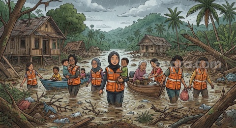 Di Balik Senyum di Posko Pengungsian, Perempuan Sumatra Menanggung Beban Sunyi yang Berat