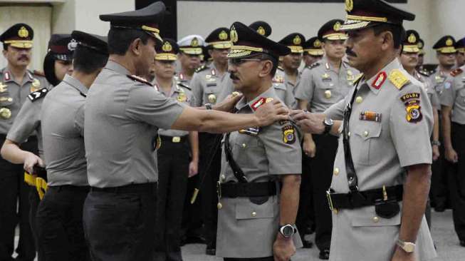 Upacara Serah Terima Jabatan Kapolda Aceh di gedung Rupatama Mabes Polri, Jakarta, Jumat (28/2). [MATAMATA/ Adrian Mahakam]