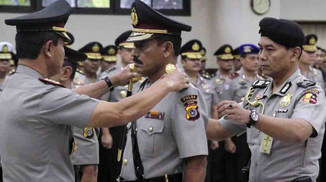 Upacara Serah Terima Jabatan Kapolda Aceh di gedung Rupatama Mabes Polri, Jakarta, Jumat (28/2). [MATAMATA/ Adrian Mahakam]